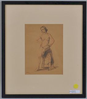 Framed Pencil Drawing Female Nude