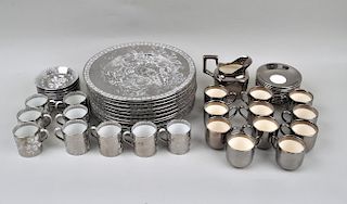 Two Partial Silver Lustre Demitasse Sets, Plates