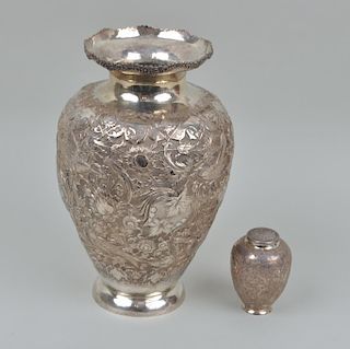 Two Persian Engraved Silver Items