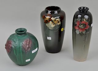 A Weller Lamp Base and 2 Unsigned Vases
