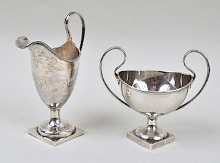 A Coin Silver Creamer & A Sterling Urn