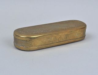 Dutch Engraved Brass Tobacco Box