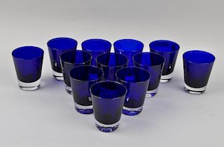 Set Twelve Baccarat Cobalt Blue Tumblers