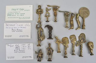 Group 16 Figural Brass Pipe Tampers