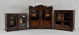 Three English Victorian Oak Tobacco Cabinets