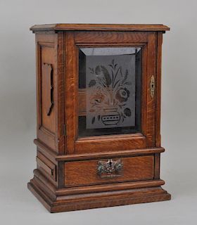 English Victorian Oak Tobacco Cabinet