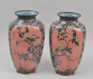 Pair Large Japanese Cloisonne Vases