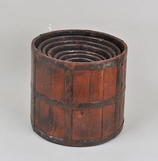 Group Seven Asian Metal Bound Wood Measures