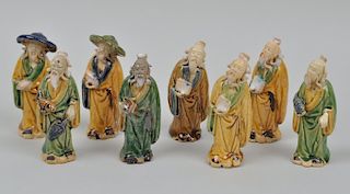 Group of Eight Chinese Mud Figures