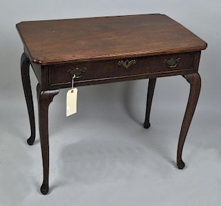 English Queen Anne Mahogany One Drawer Side Table