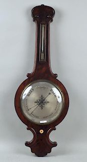 Regency Carved Mahogany Banjo Barometer