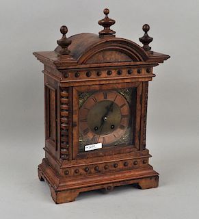 Victorian Burled Walnut Mantle Clock