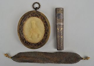 Early Continental Brass Locket, Filigree Case