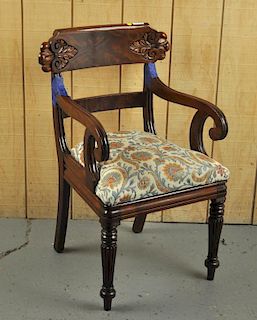 Regency Carved Mahogany Arm Chair