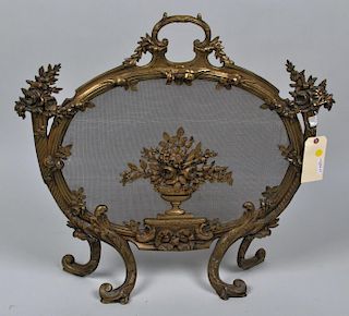 French Louis XV Style Brass Fireplace Screen