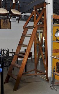 Vintage English Mahogany Library Ladder