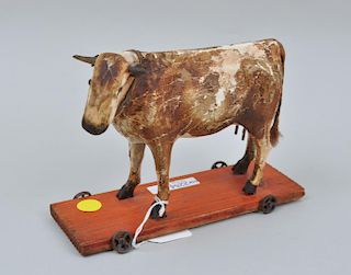 Vintage German Leather Cow Pull Toy