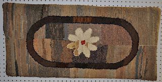 American Folk Art Floral Design Hooked Rug