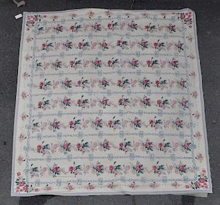 Floral & Ribbon Patterned Needlepoint Carpet