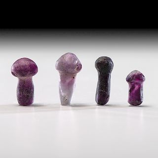 Four Dark Lavender Fluorite Ear Bobs; Longest 1 in.