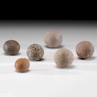 Six Granite Game Balls, Largest 4 in.