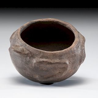 A Mississippian Frog Pottery Vessel, 3 x 4-3/4 in. 