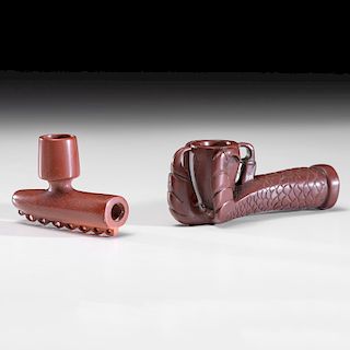 Two Contemporary Catlinite Pipes, Longest 5 in.