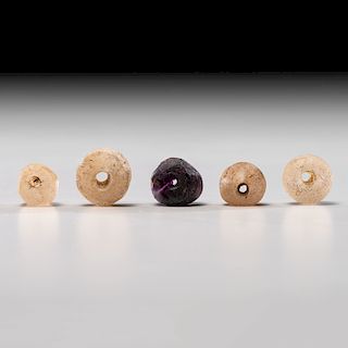 Five Large Fluorite Donut Beads, Largest 3/4 in.