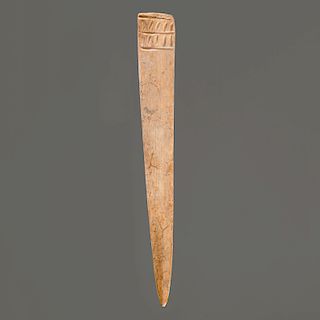 A Flat Engraved Bone Hairpin, 7-1/8 in.