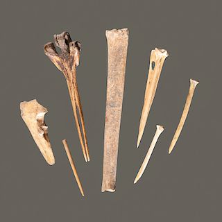 An Assortment of Bone Tools, Longest 8-1/2 in.