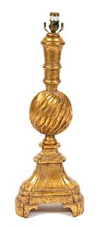 A Giltwood Table Lamp Height overall 35 inches.