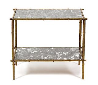 A Regency Style Gilt Metal and Marble Side Table Height 18 x width 22 x depth 14 inches.