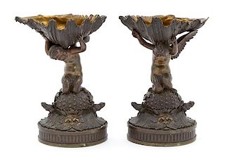 A Pair of Italian Cast Metal Figural Table Ornaments Height 9 inches.