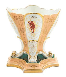 A Continental Porcelain Vase and Stand Height 8 1/2 inches.