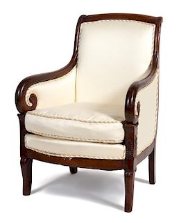 A Louis Philippe Mahogany Bergère Height 35 inches.