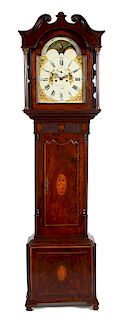 A George III Mahogany Tall Case Clock Height 89 x width 23 3/4 x depth 11 inches.