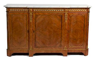 A Louis XVI Style Gilt Bronze Mounted Kingwood Cabinet Height 42 x width 68 x depth 18 inches.