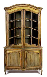 A Provincial Painted Cabinet Height 86 x width 55 x depth 23 inches.