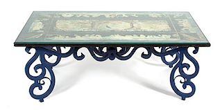 An Italian Scagliola Top Coffee Table Height 19 x width 15 1/4 x depth 26 3/4 inches.