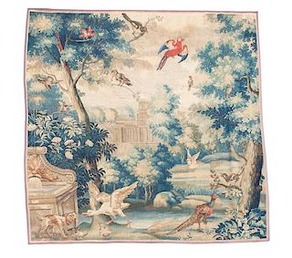 A Flemish Verdure Garden Tapestry Height 87 x width 83 inches.