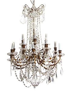A Baccarat Cut Crystal 18-Light Chandelier Height 45 x diameter 24 inches.