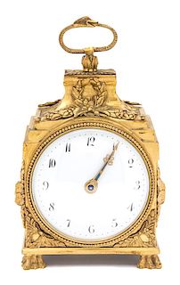 A French Gilt Bronze Table Clock Height 9 inches.