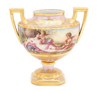 A Vienna Porcelain Urn Height 6 1/4 inches.