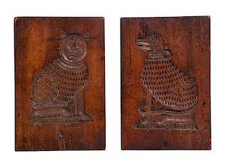 A Pair of German Carved Wood Springerle Molds Height 12 1/4 x width 8 1/4 inches.