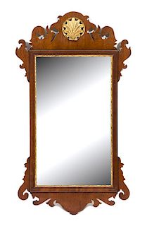 An English George II Style Mahogany Fretwork Mirror Height 35 3/4 x 20 1/2 inches.