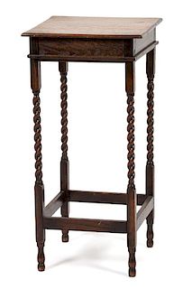 An English Stained Oak Lamp Table Height 24 1/2 x 12 inches square.