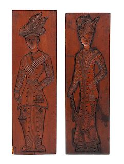 A Pair of English Carved Wood Springerle Molds Larger, height 35 1/2 x width 11 inches.