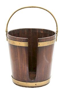 A Georgian Brass Bound Mahogany Plate Bucket Height 14 inches.