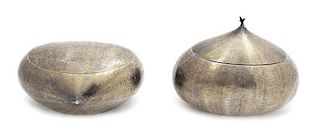Two Italian Silver Amorphus-form Covered Bowls, Buccellati, Italy, 20th Century,
