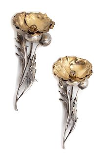 Four Pairs of Italian Silver and Silver Gilt Poppy-form Salt and Peppers, Pradella Ilaria, Florence, 20th Century,